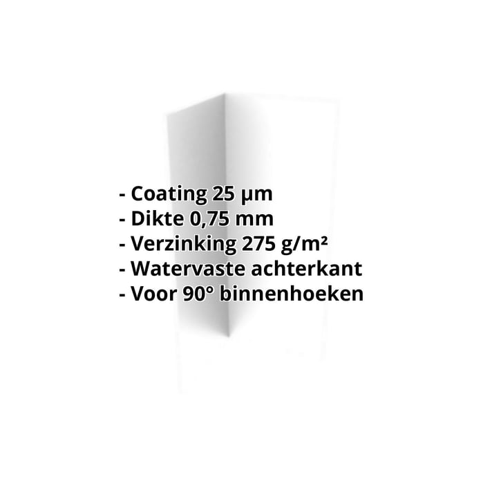 Binnenhoek | 150 x 150 x 2000 mm | Staal 0,75 mm | 25 µm Polyester | 7035 - Lichtgrijs #2