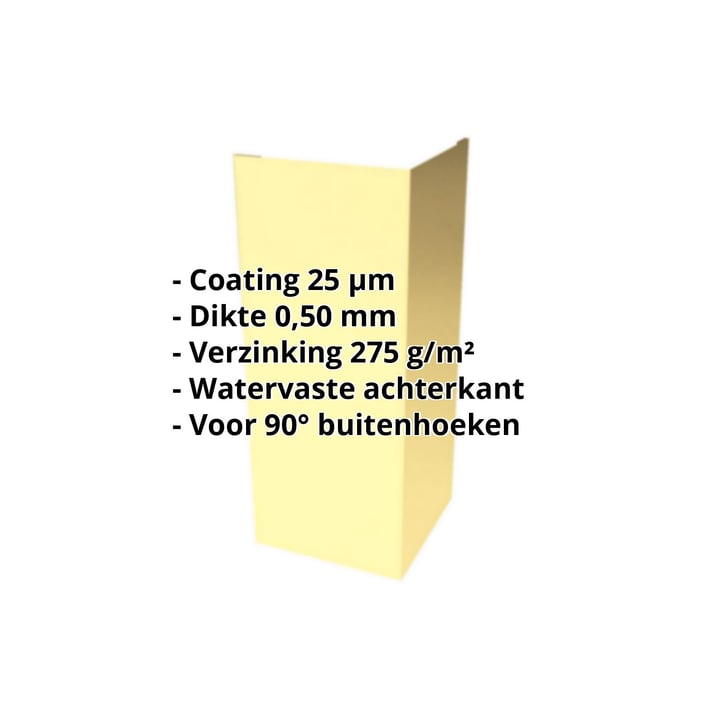 Buitenhoek | 100 x 100 x 2000 mm | Staal 0,50 mm | 25 µm Polyester | 1015 - Licht ivoorkleurig #2