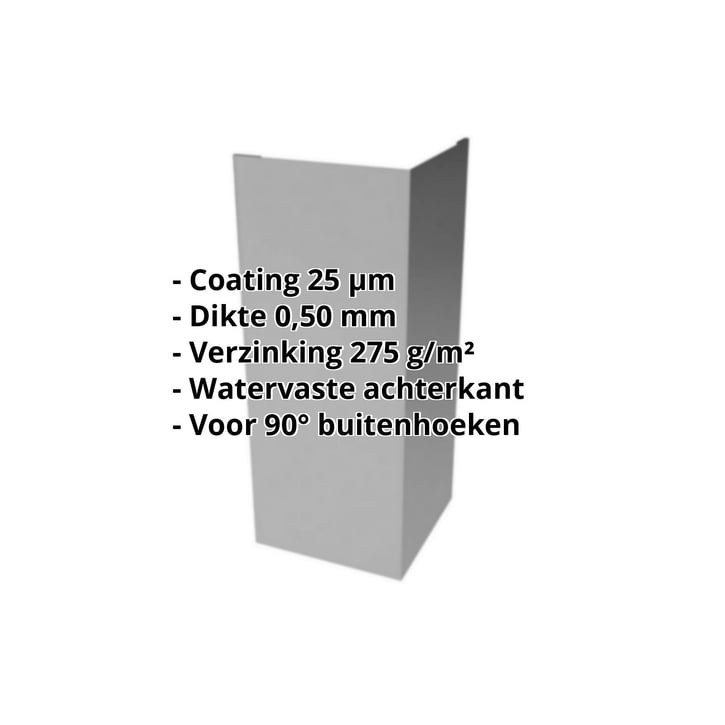 Buitenhoek | 100 x 100 x 2000 mm | Staal 0,50 mm | 25 µm Polyester | 9007 - Grijs aluminiumkleurig #2