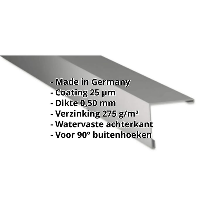 Buitenhoek | 115 x 115 mm | Staal 0,50 mm | 25 µm Polyester | 9007 - Grijs aluminiumkleurig #2