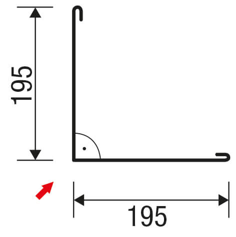 Buitenhoek | 195 x 195 mm | Staal 0,63 mm | 25 µm Polyester | 1015 - Licht ivoorkleurig #5