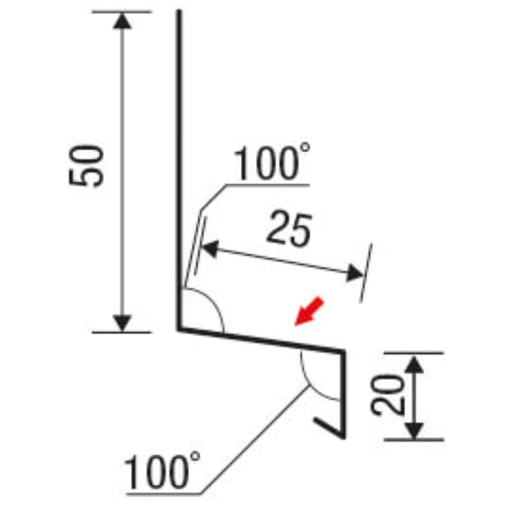 Dorpel | 50 x 25 x 20 mm | 100° | Staal 0,50 mm | 35 µm Structuurpolyester | Houtlook - Eiken #4