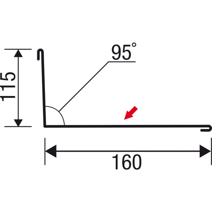 Muuraansluiting | 160 x 115 mm | 95° | Staal 0,50 mm | 60 µm Puramid | 6005 - Mosgroen #5