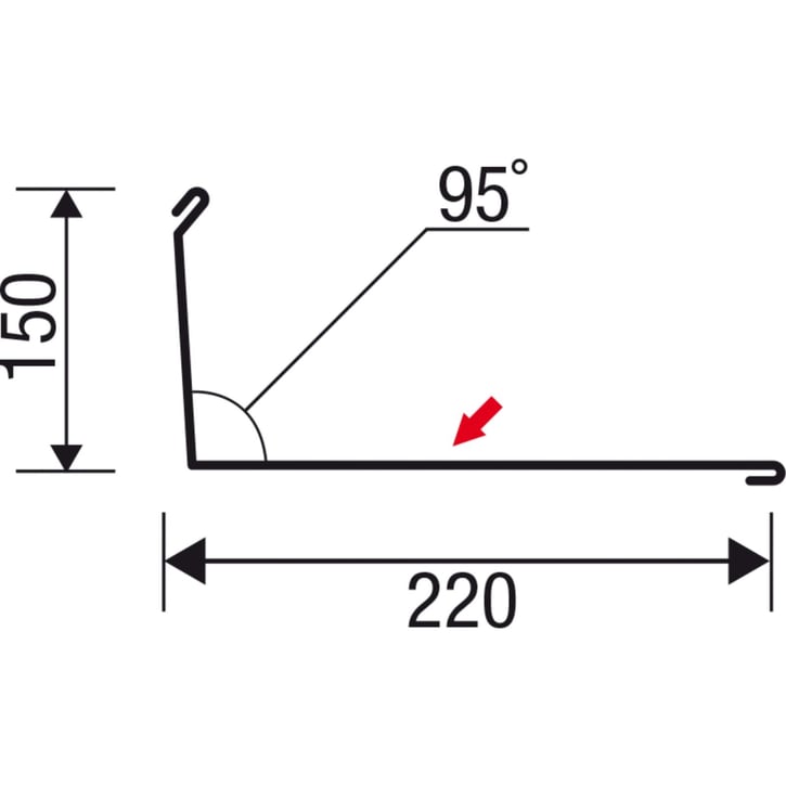 Muuraansluiting | 220 x 150 mm | 95° | Staal 0,50 mm | 80 µm Shimoco | 8004 - Koperbruin #4