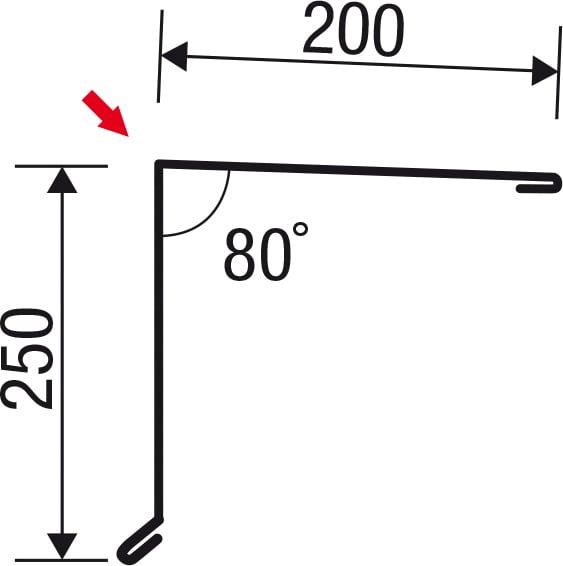 Nok lessenaarsdak | 200 x 250 mm | 80° | Staal 0,63 mm | 25 µm Polyester | 1015 - Licht ivoorkleurig #4