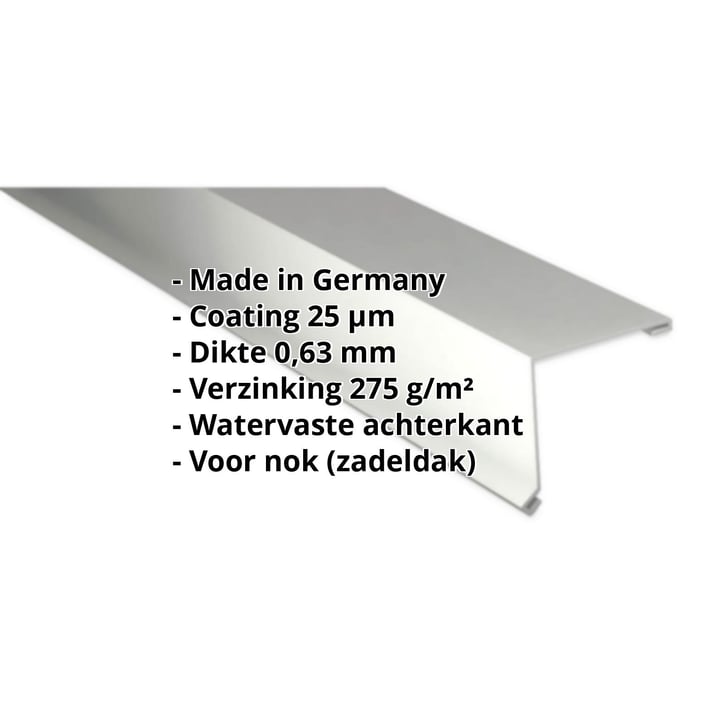 Nok lessenaarsdak | 200 x 250 mm | 80° | Staal 0,63 mm | 25 µm Polyester | 9002 - Grijswit #2