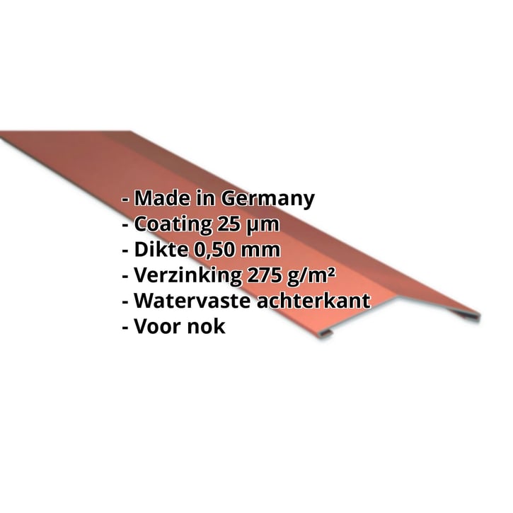 Nokstuk vlak | 145 x 145 mm | 150° | Staal 0,50 mm | 25 µm Polyester | 8004 - Koperbruin #2