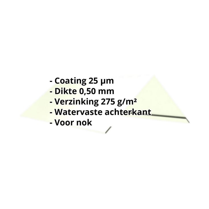 Nokstuk vlak | 145 x 145 x 2000 mm | 140° | Staal 0,50 mm | 25 µm Polyester | 9002 - Grijswit #2