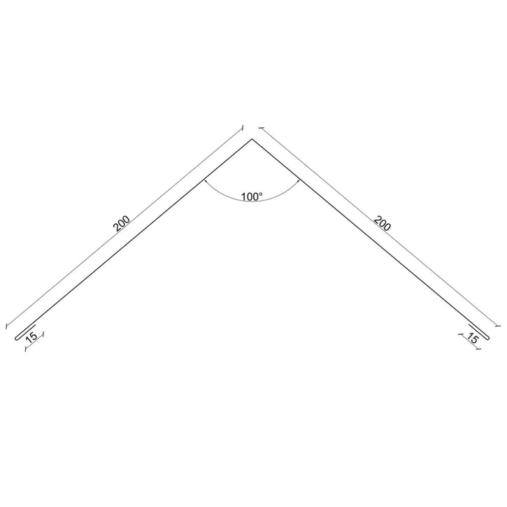 Nokstuk vlak | 200 x 200 x 2000 mm | 100° | Staal 0,50 mm | Aluzink | Zilvergrijs #2