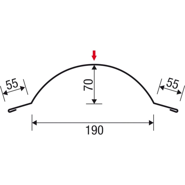 Ronde nok | 1,86 m | Staal 0,50 mm | 25 µm Polyester | 3005 - Wijnrood #4