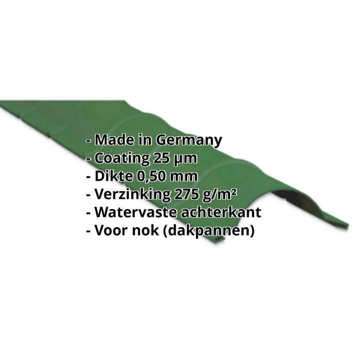 Ronde nok | 1,86 m | Staal 0,50 mm | 25 µm Polyester | 6002 - Loofgroen #2