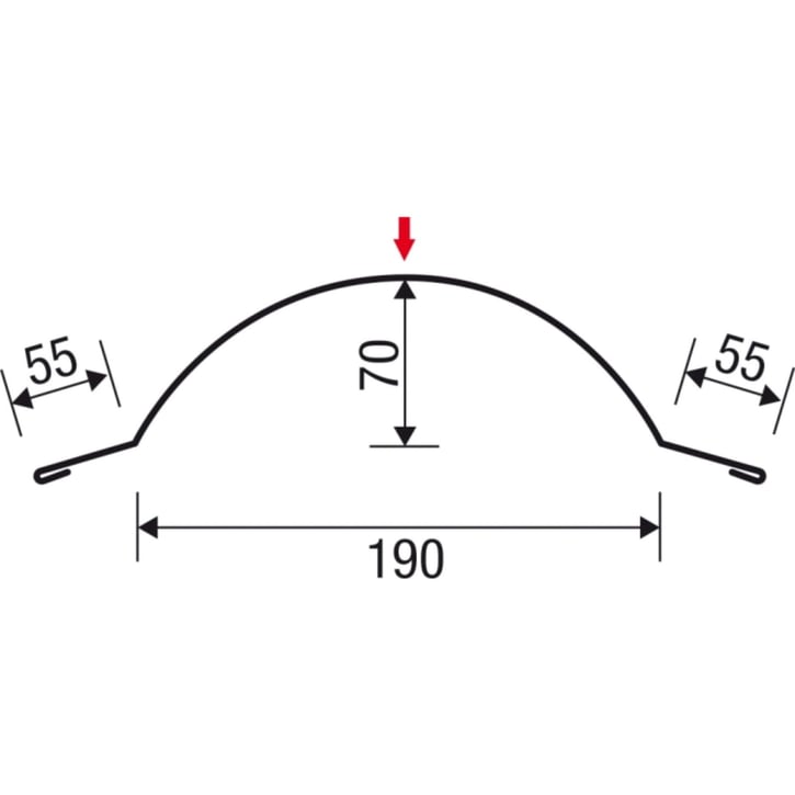 Ronde nok | 1,86 m | Staal 0,50 mm | 60 µm TTHD | 6005 - Mosgroen #4