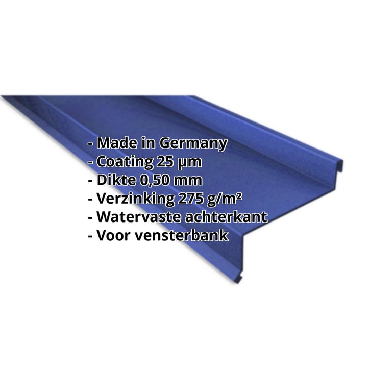 Vensterbank | 50 x 115 x 40 x 2000 mm | Staal 0,50 mm | 25 µm Polyester | 5010 - Gentiaanblauw #2