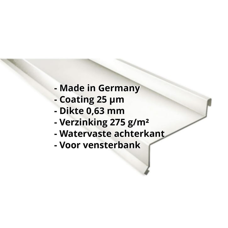 Vensterbank | 50 x 115 x 40 x 2000 mm | Staal 0,63 mm | 25 µm Polyester | 9010 - Zuiverwit #2