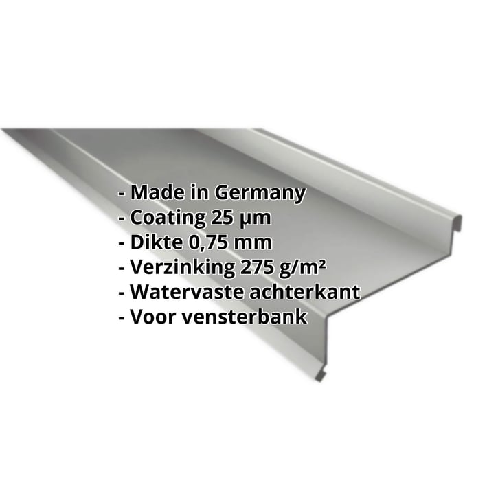 Vensterbank | 50 x 115 x 40 x 2000 mm | Staal 0,75 mm | 25 µm Polyester | 9002 - Grijswit #2