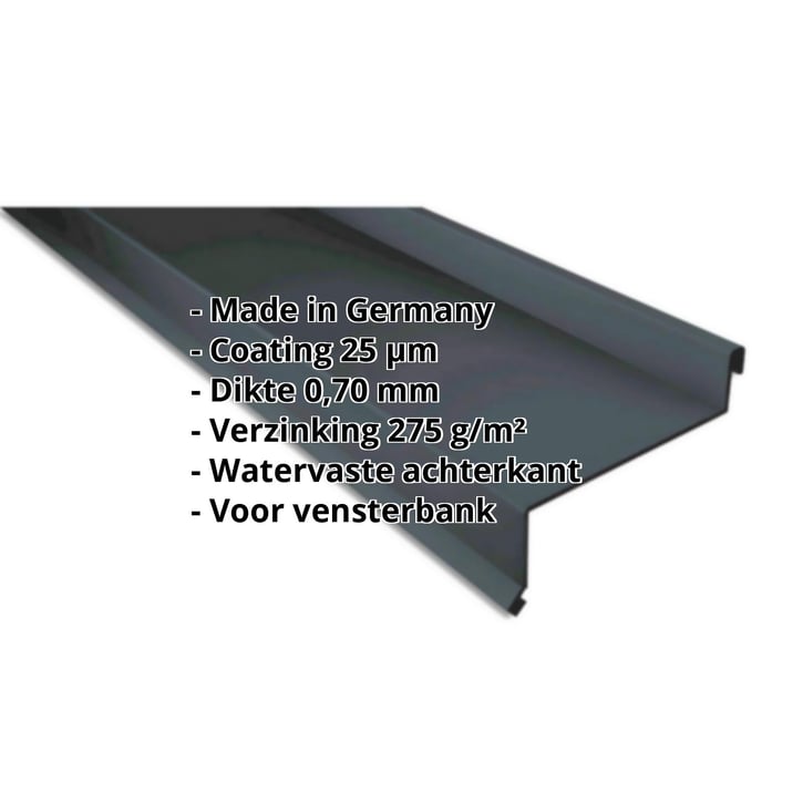 Vensterbank | 50 x 115 x 40 x 2000 mm | Aluminium 0,70 mm | 25 µm Polyester | 7016 - Antracietgrijs #2