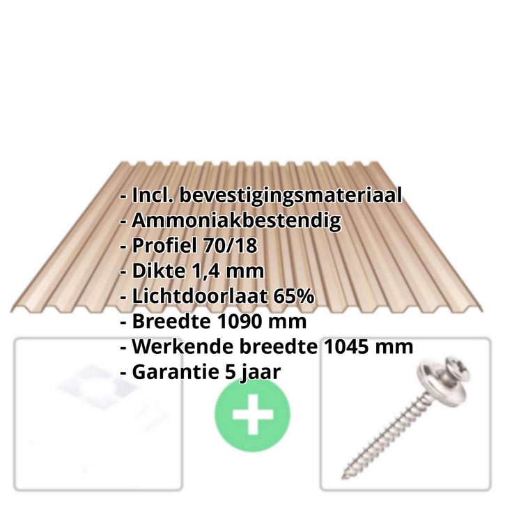 PVC damwandplaat | 70/18 | Voordeelpakket | 1,40 mm | Brons | Breedte 3,18 m | Lengte 6,00 m #2