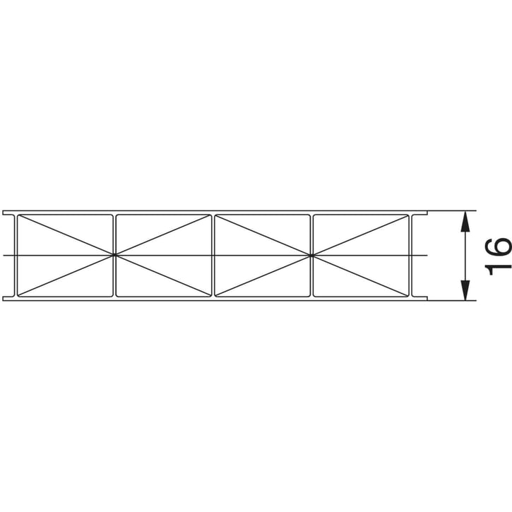 Polycarbonaat kanaalplaat | 16 mm | Profiel A1 | Voordeelpakket | Plaatbreedte 1200 mm | Opaal wit | Extra sterk | Breedte 3,74 m | Lengte 2,00 m #15