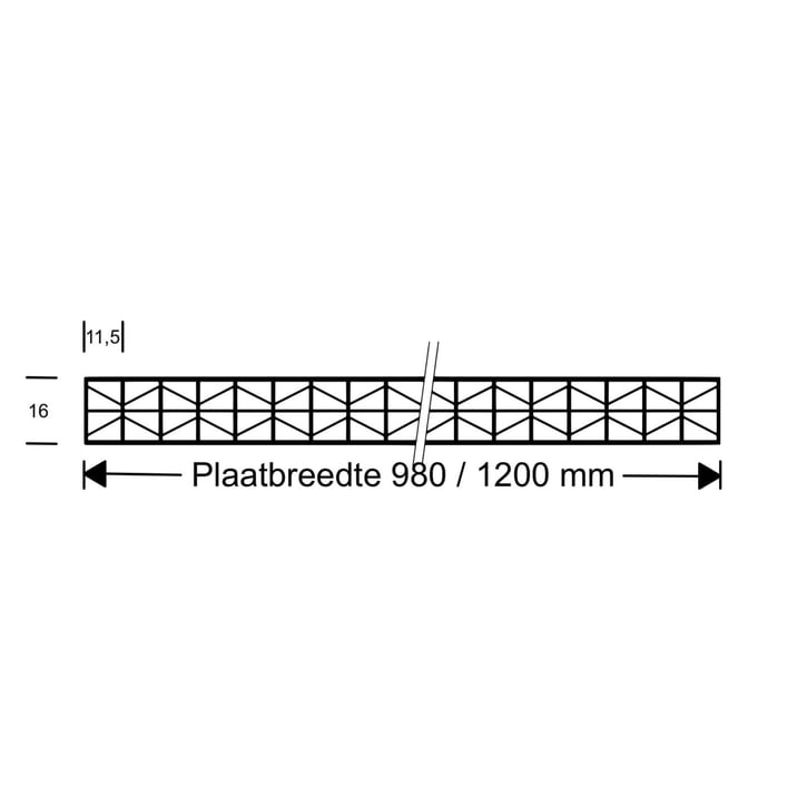 Polycarbonaat kanaalplaat | 16 mm | Profiel Mendig | Voordeelpakket | Plaatbreedte 980 mm | Helder | Extra sterk | Breedte 8,14 m | Lengte 4,00 m #10