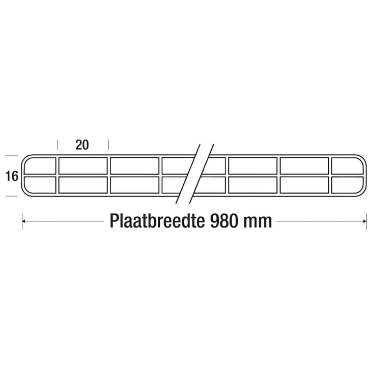 Polycarbonaat kanaalplaat | 16 mm | Profiel Zeven | Voordeelpakket | Plaatbreedte 980 mm | Helder | 2nd LIFE LINE | Breedte 3,13 m | Lengte 2,50 m #10